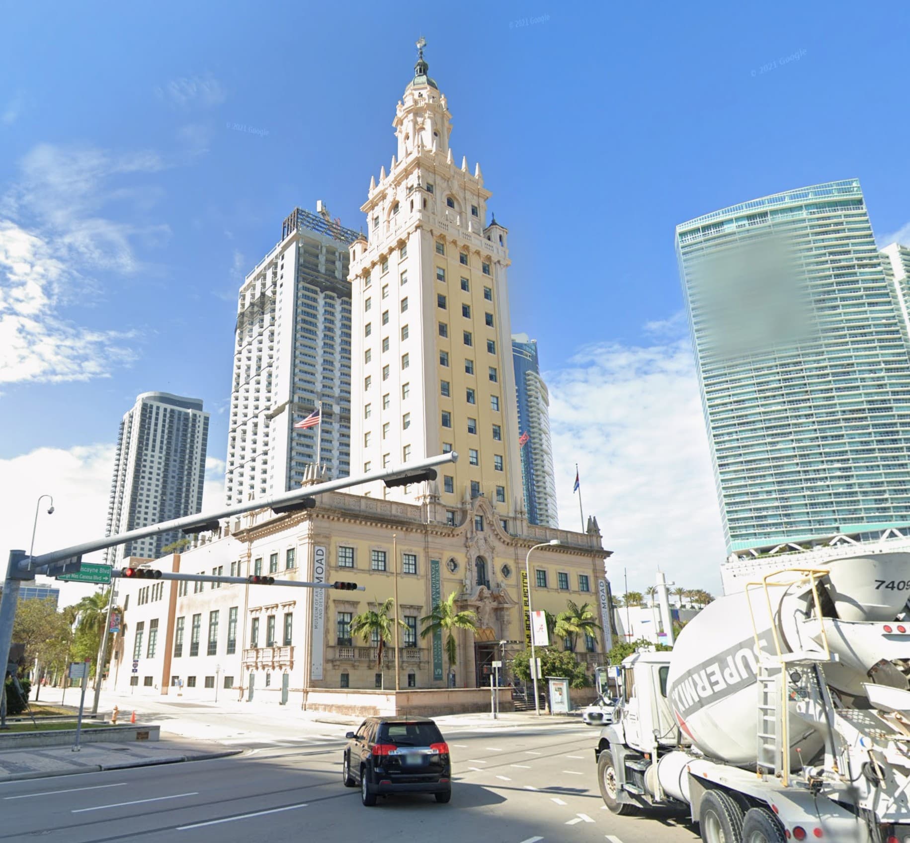 Google Street View screenshot of the Freedom Tower site used as the source image